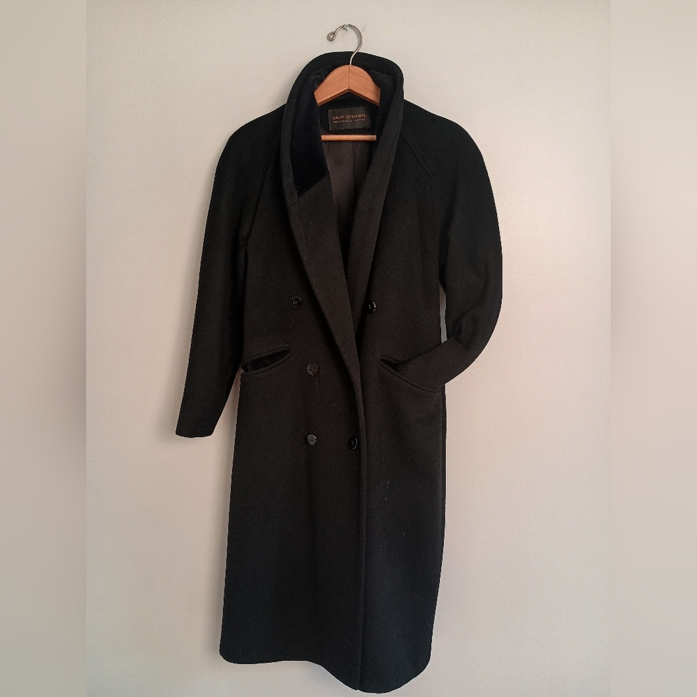 Black Long Double-Breasted Pea Coat